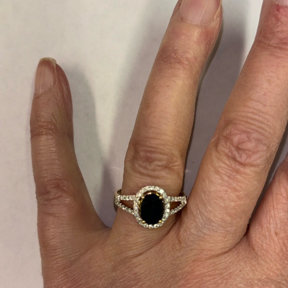 NWT QVC / Affinity Gems solid 14k yellow gold sapphire and diamond ring size 8